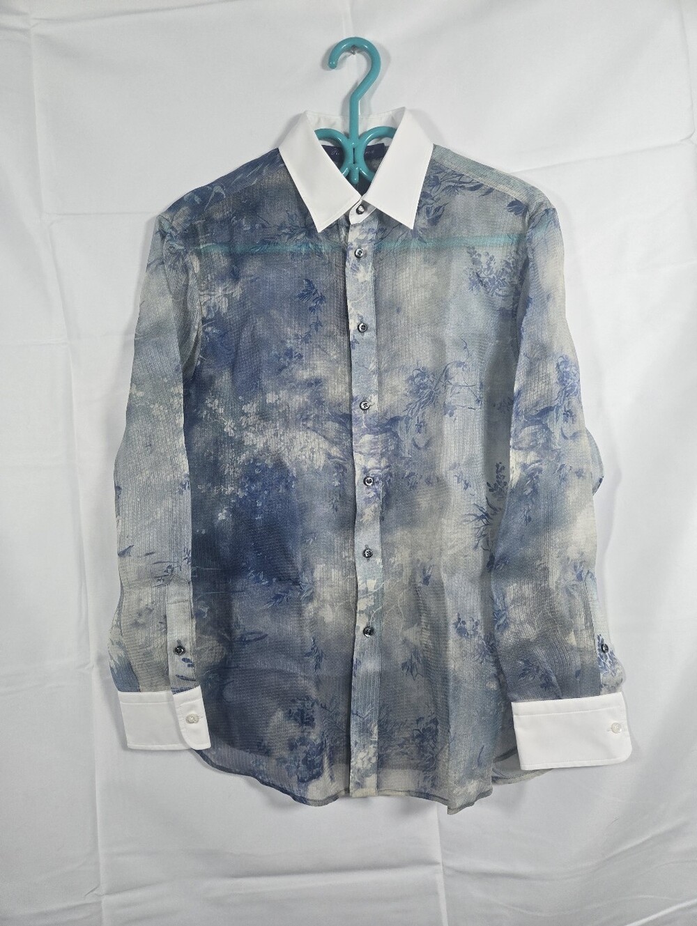 NWT Ralph Lauren Collection 2-Piece Silk Sheer Blouse & Cami Set Blue Multi 8